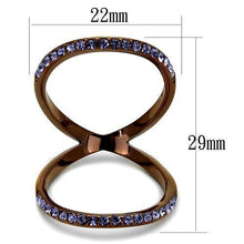 Load image into Gallery viewer, Womens Coffee Brown Ring Anillo Cafe Para Mujer Stainless Steel with Top Grade Crystal in Tanzanite Sarno - Jewelry Store by Erik Rayo
