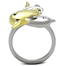 Load image into Gallery viewer, Womens Dolphins Ring Two Tone Anillo Para Mujer y Ninos Kids 316L Stainless Steel Ring with Top Grade Crystal in Clear - Jewelry Store by Erik Rayo
