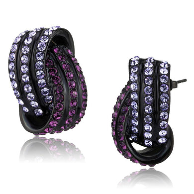 Womens Earrings Black Stainless Steel with Top Grade Crystal - Jewelry Store by Erik Rayo