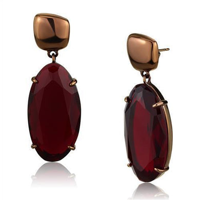 Womens Earrings Coffee Light Stainless Steel with Synthetic Synthetic Glass in Siam - Jewelry Store by Erik Rayo