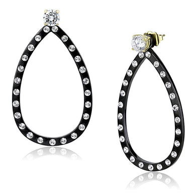 Womens Earrings Gold & Black (Ion Plating) Stainless Steel with AAA Grade CZ - Jewelry Store by Erik Rayo