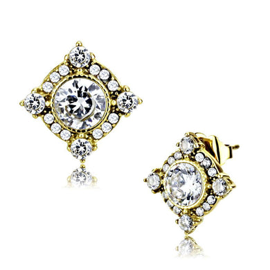 Womens Earrings Gold Stainless Steel with AAA Grade CZ - Jewelry Store by Erik Rayo