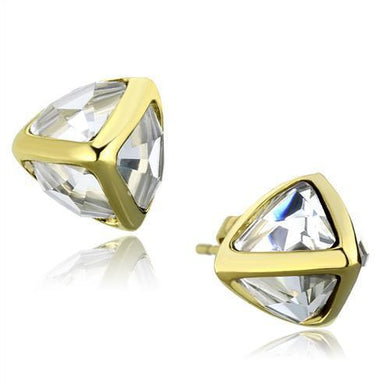 Womens Earrings Gold Stainless Steel with Synthetic Synthetic Glass in Clear - Jewelry Store by Erik Rayo