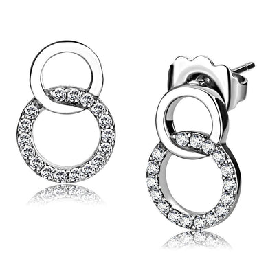 Womens Earrings High Polished Silver (No Plating) Stainless Steel with AAA Grade CZ - Jewelry Store by Erik Rayo