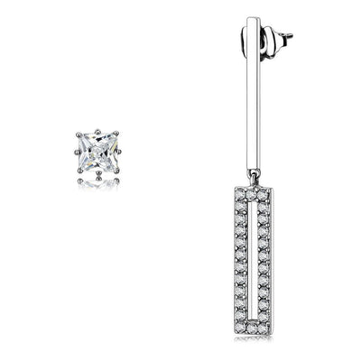 Womens Earrings High Polished Silver (No Plating) Stainless Steel with AAA Grade CZ - Jewelry Store by Erik Rayo