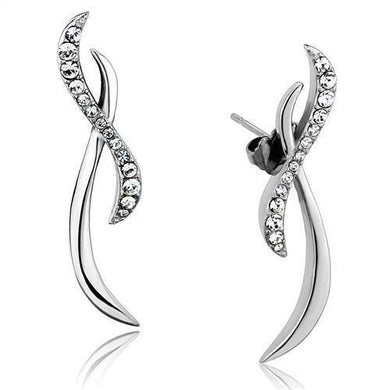 Womens Earrings High Polished Silver (No Plating) Stainless Steel with Top Grade Crystal - Jewelry Store by Erik Rayo