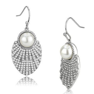 Womens Earrings No Plating Stainless Steel with Synthetic Pearl in White - Jewelry Store by Erik Rayo