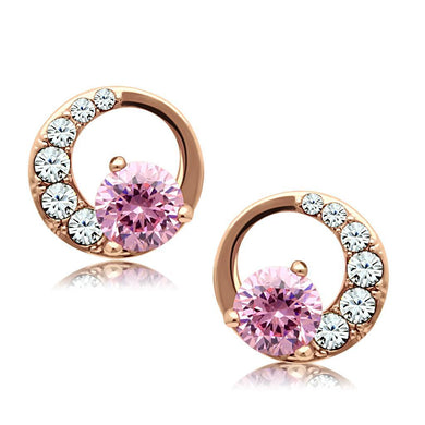 Womens Earrings Rose Gold Stainless Steel with AAA Grade CZ - Jewelry Store by Erik Rayo