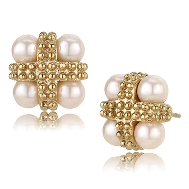 Womens Earrings Rose Gold Stainless Steel with Synthetic Pearl in Light Rose - Jewelry Store by Erik Rayo