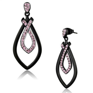 Womens Earrings Two Tone Black (Ion Plating) Stainless Steel with Top Grade Crystal - Jewelry Store by Erik Rayo