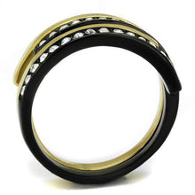 Load image into Gallery viewer, Womens Gold Black Ring Anillo Para Mujer y Ninos Unisex Kids 316L Stainless Steel Ring with Top Grade Crystal in Clear Rosaline - Jewelry Store by Erik Rayo
