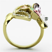 Load image into Gallery viewer, Womens Gold Butterflies Ring 316L Stainless Steel Anillo Color Oro Para Mujer Ninas Acero Inoxidable with Top Grade Crystal in Multi Color Mahalah - Jewelry Store by Erik Rayo
