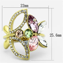 Load image into Gallery viewer, Womens Gold Butterflies Ring Stainless Steel Anillo Color Oro Para Mujer Ninas Acero Inoxidable with Top Grade Crystal in Multi Color Mahalah - Jewelry Store by Erik Rayo
