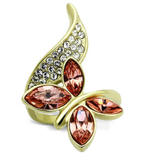 Load image into Gallery viewer, Womens Gold Butterfly Ring 316L Stainless Steel Anillo Color Oro Para Mujer Ninas Acero Inoxidable with Top Grade Crystal in Light Peach Helah - Jewelry Store by Erik Rayo
