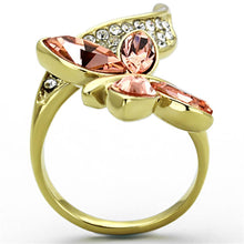 Load image into Gallery viewer, Womens Gold Butterfly Ring 316L Stainless Steel Anillo Color Oro Para Mujer Ninas Acero Inoxidable with Top Grade Crystal in Light Peach Helah - Jewelry Store by Erik Rayo
