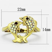 Load image into Gallery viewer, Womens Gold Dolphins Ring 316L Stainless Steel Anillo Color Oro Para Mujer Ninas Acero Inoxidable with Top Grade Crystal in Multi Color Rhoda - Jewelry Store by Erik Rayo

