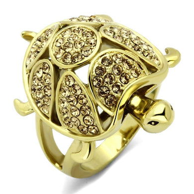 Womens Gold Great Turtle Ring 316L Stainless Steel Anillo Color Oro Para Mujer Ninas Acero Inoxidable with Top Grade Crystal in Citrine Yellow Naamah - Jewelry Store by Erik Rayo
