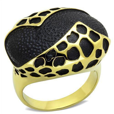 Womens Gold Leopard Ring Anillo Para Mujer y Ninos Kids 316L Stainless Steel Ring Epoxy in Jet - Jewelry Store by Erik Rayo