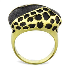 Load image into Gallery viewer, Womens Gold Leopard Ring Anillo Para Mujer Stainless Steel Ring Epoxy in Jet - Jewelry Store by Erik Rayo
