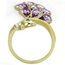 Load image into Gallery viewer, Womens Gold Purple Dove Ring Stainless Steel Anillo Color Oro Para Mujer Ninas Acero Inoxidable with Top Grade Crystal in Multi Color Magdalene - Jewelry Store by Erik Rayo
