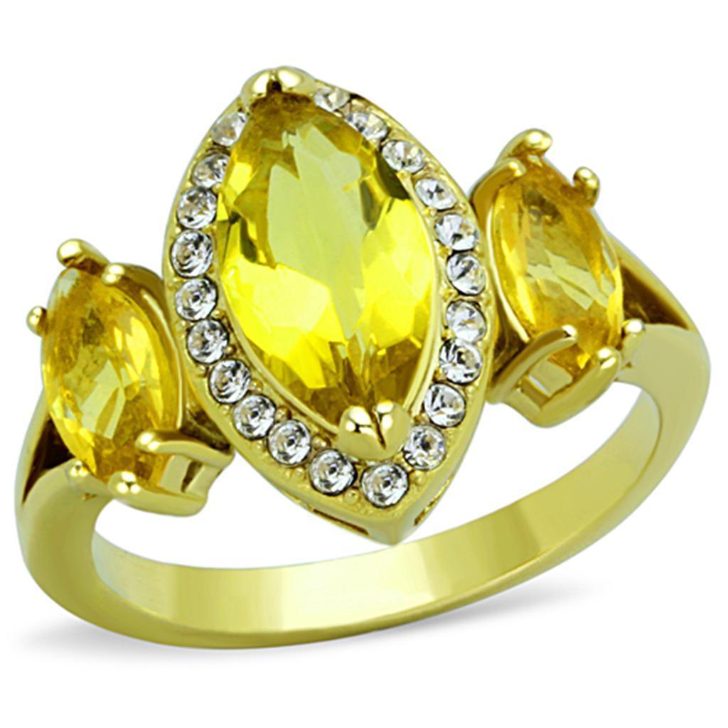 Womens Gold Ring 316L Stainless Steel Anillo Color Oro Para Mujer Ninas Acero Inoxidable Topaz Bathsheba - ErikRayo.com