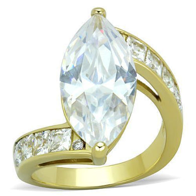 Womens Gold Ring 316L Stainless Steel Anillo Color Oro Para Mujer Ninas Acero Inoxidable with AAA Grade CZ in Clear Anna - Jewelry Store by Erik Rayo