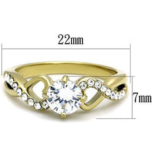 Load image into Gallery viewer, Womens Gold Ring 316L Stainless Steel Anillo Color Oro Para Mujer Ninas Acero Inoxidable with AAA Grade CZ in Clear Elizabeth - Jewelry Store by Erik Rayo
