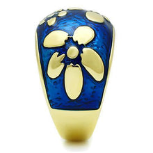 Load image into Gallery viewer, Womens Gold Ring 316L Stainless Steel Anillo Color Oro Para Mujer Ninas Acero Inoxidable with Epoxy in Capri Blue Candace - Jewelry Store by Erik Rayo
