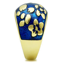 Load image into Gallery viewer, Womens Gold Ring 316L Stainless Steel Anillo Color Oro Para Mujer Ninas Acero Inoxidable with Epoxy in Capri Blue Candace - Jewelry Store by Erik Rayo
