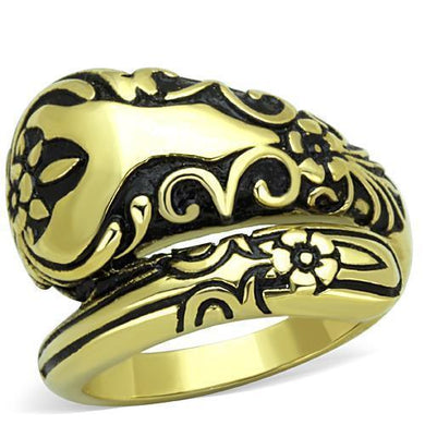 Womens Gold Ring 316L Stainless Steel Anillo Color Oro Para Mujer Ninas Acero Inoxidable with Epoxy in Jet Josiah - Jewelry Store by Erik Rayo