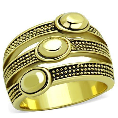 Womens Gold Ring 316L Stainless Steel Anillo Color Oro Para Mujer Ninas Acero Inoxidable with Epoxy in Jet Leah - Jewelry Store by Erik Rayo