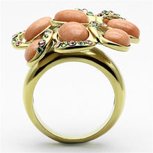 Load image into Gallery viewer, Womens Gold Ring 316L Stainless Steel Anillo Color Oro Para Mujer Ninas Acero Inoxidable with Synthetic Coral in Orange Lydia - Jewelry Store by Erik Rayo
