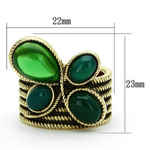 Load image into Gallery viewer, Womens Gold Ring 316L Stainless Steel Anillo Color Oro Para Mujer Ninas Acero Inoxidable with Synthetic Glass in Emerald Lily - Jewelry Store by Erik Rayo
