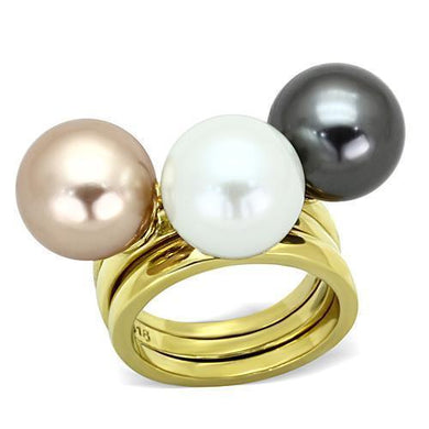 Womens Gold Ring 316L Stainless Steel Anillo Color Oro Para Mujer Ninas Acero Inoxidable with Synthetic Pearl in Multi Color Eve - Jewelry Store by Erik Rayo