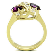 Load image into Gallery viewer, Womens Gold Ring 316L Stainless Steel Anillo Color Oro Para Mujer Ninas Acero Inoxidable with Top Grade Crystal in Amethyst Solomon - Jewelry Store by Erik Rayo
