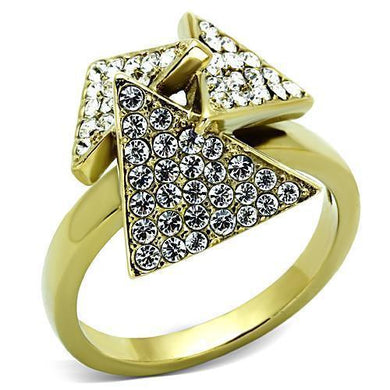 Womens Gold Ring 316L Stainless Steel Anillo Color Oro Para Mujer Ninas Acero Inoxidable with Top Grade Crystal in Clear Asenath - Jewelry Store by Erik Rayo