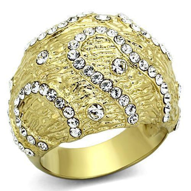 Womens Gold Ring 316L Stainless Steel Anillo Color Oro Para Mujer Ninas Acero Inoxidable with Top Grade Crystal in Clear Baara - Jewelry Store by Erik Rayo