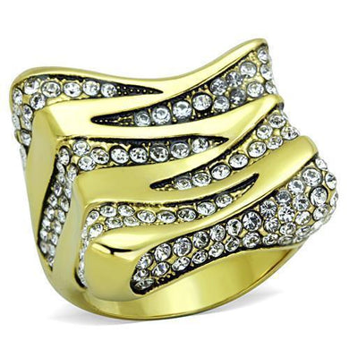Womens Gold Ring 316L Stainless Steel Anillo Color Oro Para Mujer Ninas Acero Inoxidable with Top Grade Crystal in Clear Benjamin - Jewelry Store by Erik Rayo
