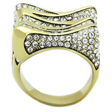 Load image into Gallery viewer, Womens Gold Ring 316L Stainless Steel Anillo Color Oro Para Mujer Ninas Acero Inoxidable with Top Grade Crystal in Clear Benjamin - Jewelry Store by Erik Rayo

