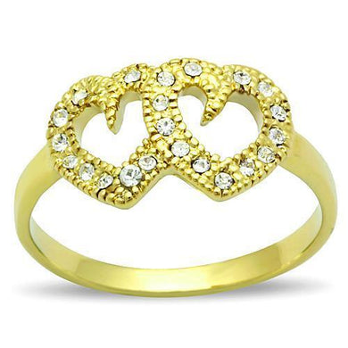 Womens Gold Ring 316L Stainless Steel Anillo Color Oro Para Mujer Ninas Acero Inoxidable with Top Grade Crystal in Clear Carmel - Jewelry Store by Erik Rayo
