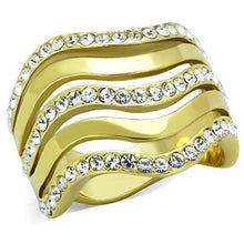 Load image into Gallery viewer, Womens Gold Ring 316L Stainless Steel Anillo Color Oro Para Mujer Ninas Acero Inoxidable with Top Grade Crystal in Clear Michael - Jewelry Store by Erik Rayo
