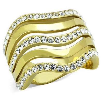 Womens Gold Ring 316L Stainless Steel Anillo Color Oro Para Mujer Ninas Acero Inoxidable with Top Grade Crystal in Clear Michael - Jewelry Store by Erik Rayo