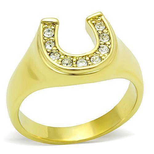 Womens Gold Ring 316L Stainless Steel Anillo Color Oro Para Mujer Ninas Acero Inoxidable with Top Grade Crystal in Clear Michal - Jewelry Store by Erik Rayo