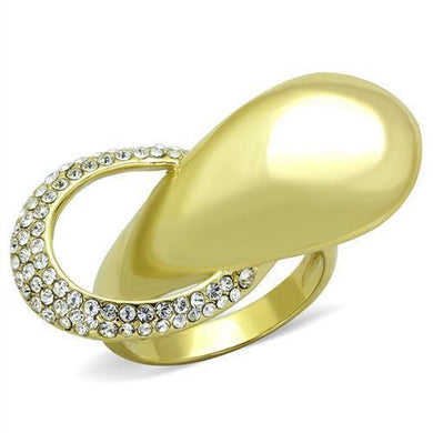 Womens Gold Ring 316L Stainless Steel Anillo Color Oro Para Mujer Ninas Acero Inoxidable with Top Grade Crystal in Clear Reuben - Jewelry Store by Erik Rayo