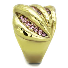 Load image into Gallery viewer, Womens Gold Ring 316L Stainless Steel Anillo Color Oro Para Mujer Ninas Acero Inoxidable with Top Grade Crystal in Light Rose Agar - Jewelry Store by Erik Rayo
