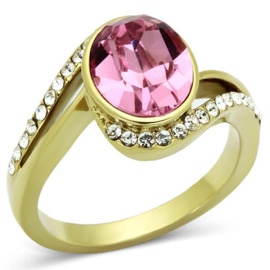 Womens Gold Ring 316L Stainless Steel Anillo Color Oro Para Mujer Ninas Acero Inoxidable with Top Grade Crystal in Rose Martha - Jewelry Store by Erik Rayo