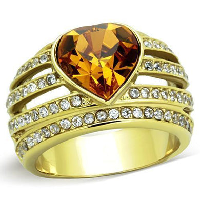 Womens Gold Ring 316L Stainless Steel Anillo Color Oro Para Mujer Ninas Acero Inoxidable with Top Grade Crystal in Topaz Rufus - Jewelry Store by Erik Rayo