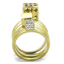 Load image into Gallery viewer, Womens Gold Ring Stainless Steel Anillo Color Oro Para Mujer Ninas Acero Inoxidable with AAA Grade CZ in Clear Adalia - Jewelry Store by Erik Rayo
