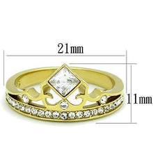 Load image into Gallery viewer, Womens Gold Ring Stainless Steel Anillo Color Oro Para Mujer Ninas Acero Inoxidable with AAA Grade CZ in Clear Ariel - Jewelry Store by Erik Rayo
