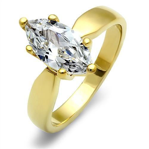 Gold Rings for Women Stainless Steel Anillo Color Oro Para Mujer Ninas Acero Inoxidable with AAA Grade CZ in Clear Ethan - Jewelry Store by Erik Rayo